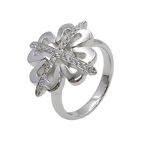 14K 白金 鑽石 幸運草 戒指 #9 Diamond 6.6g