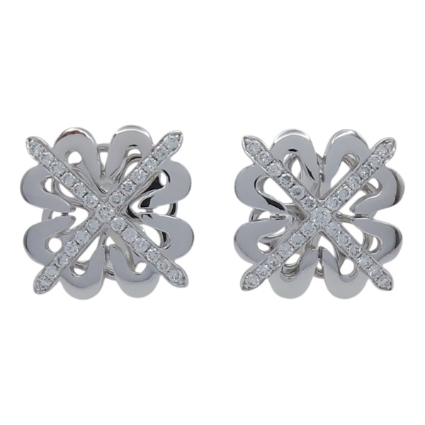 銀色 14K 白金 幸運草 針式耳環 Diamond 8.7g