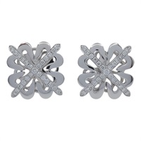 銀色 14K 白金 幸運草 針式耳環 Diamond 8.7g