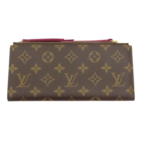 棕色 原花 PVC塗層帆布 Adele 雙拉 扣式長夾 M61269