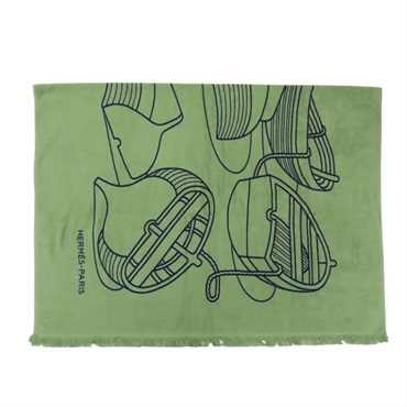 【再降價】綠色 棉質 沙灘毛巾【HERMES 愛馬仕】