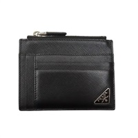 黑色 牛皮 Saffiano 卡片夾