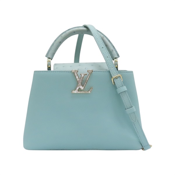 【再降價】淺藍色 牛皮 鴕鳥皮 Capucines BB 兩用包【LOUIS VUITTON LV 路易威登】 N84073/RFID