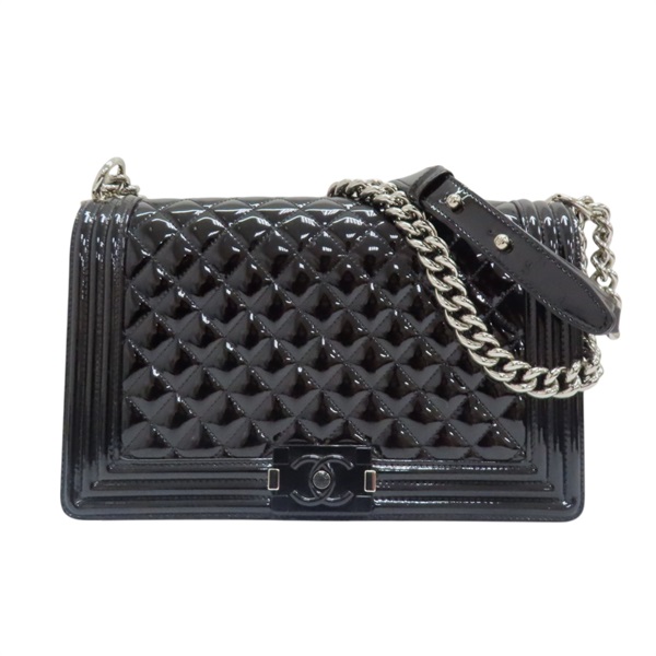 【再降價】黑色 菱格紋漆皮 Boy 28 肩背包【CHANEL 香奈兒】