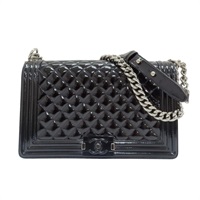 【再降價】黑色 菱格紋漆皮 Boy 28 肩背包【CHANEL 香奈兒】