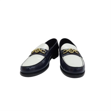 白色 藍色 牛皮 Chess 樂福鞋 #40