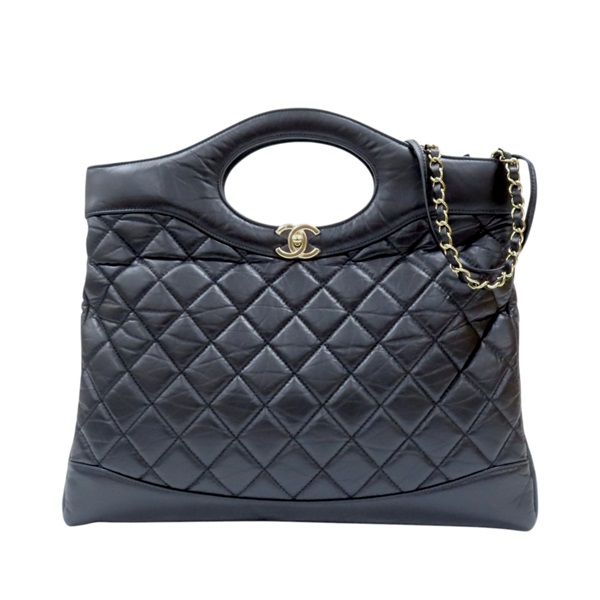 【再降價】黑色 菱格紋牛皮 CHANEL 31 兩用包【CHANEL 香奈兒】