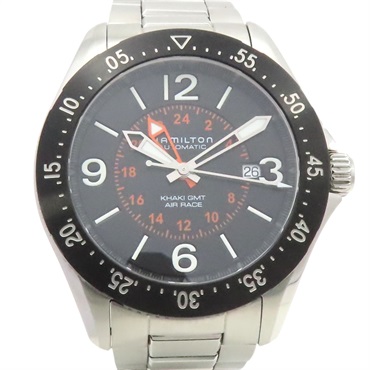 黑色錶盤 不鏽鋼 Khaki Aviation Pilot GMT 腕錶 H767550