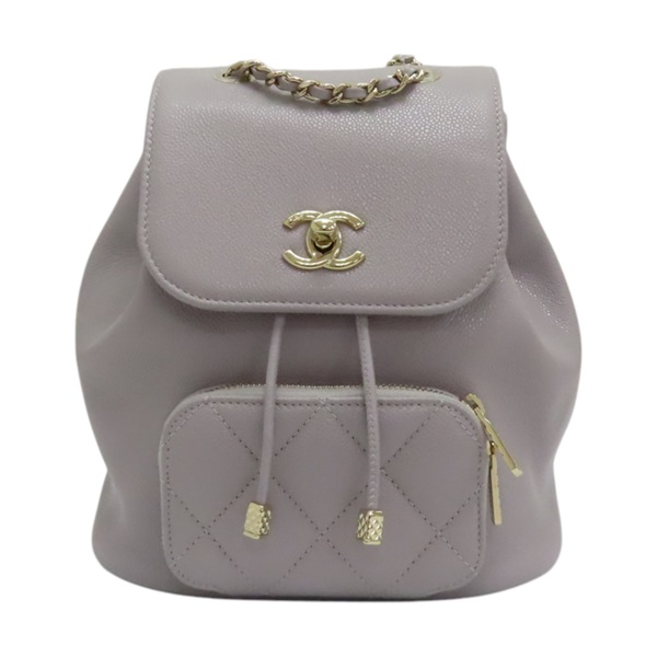 【再降價】灰色 荔枝紋牛皮 鍊帶 Business Affinity 後背包【CHANEL 香奈兒】