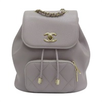 【再降價】灰色 荔枝紋牛皮 鍊帶 Business Affinity 後背包【CHANEL 香奈兒】