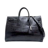 鱷魚皮壓紋 亮面皮革 Sac De Jour 兩用包