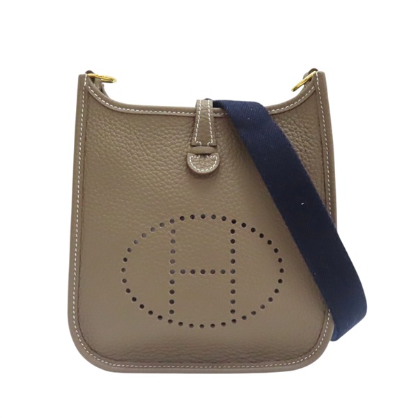 【再降價】大象灰 TC皮革 Mini Evelyne 肩背包 B刻【HERMES 愛馬仕】