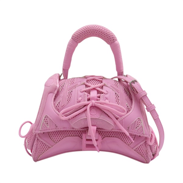 【再降價】粉色 皮革 尼龍 球鞋 Hourglass 兩用包【BALENCIAGA 巴黎世家】