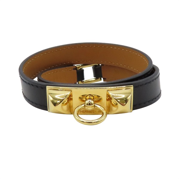 黑色 牛皮 Rivale Mini 雙圈 手環 □R刻