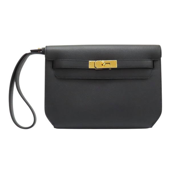 【再降價】Kelly Depeches 25 Pouch 手拿包 黑色 Epsom皮革 Y刻 金扣【HERMES 愛馬仕】