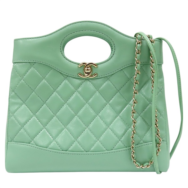 【再降價】綠色 牛皮 31 肩背包 金扣【CHANEL 香奈兒】