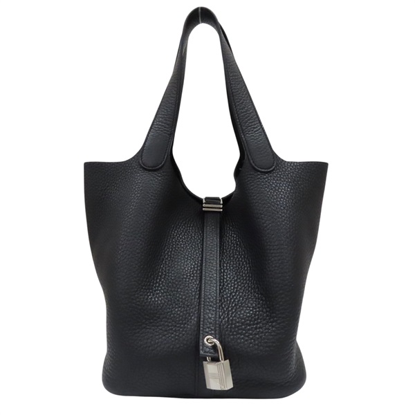 【再降價】黑色 Taurillon牛皮 Picotin Lock 22 手提包 C刻 銀扣【HERMES 愛馬仕】