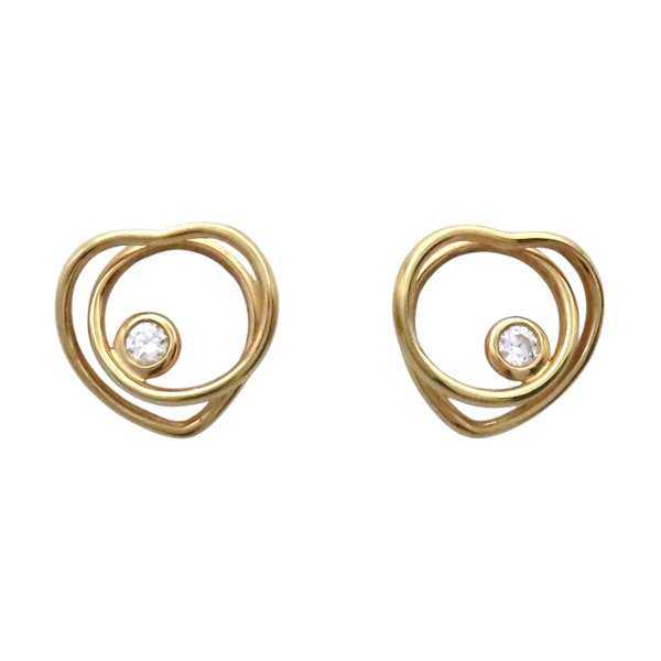 18K 黃金 鑽石 Vertige Coeur 愛心 針式耳環