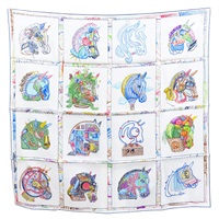 白色 真絲 絲巾 90*90