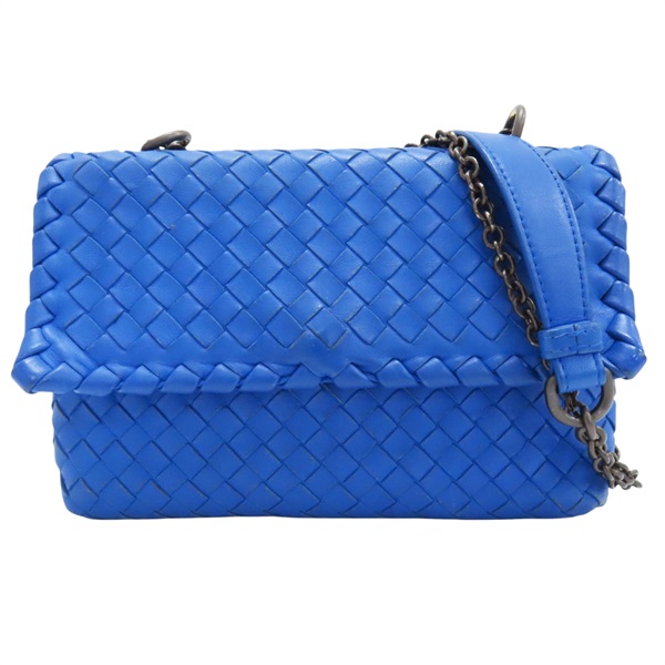 藍色 羊皮編織 肩背包