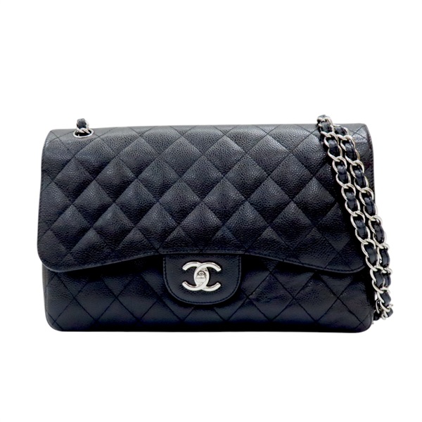 黑色 荔枝紋 牛皮 Jumbo 30 肩背包 無卡 A58600