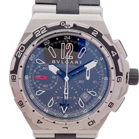 【再降價】黑色錶盤 不鏽鋼 膠帶 DIagono X-Pro GMT 腕錶【BVLGARI 寶格麗】【BVLGARI 寶格麗】 DP458STVDCHGMT