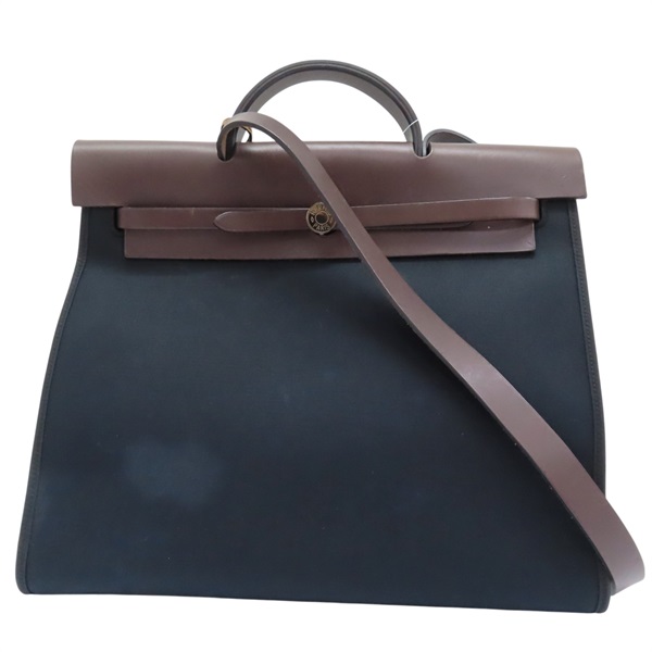 【再降價】Herbag Zip 39 兩用包 黑色 帆布 □M刻【HERMES 愛馬仕】 M刻 AR