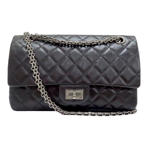 【再降價】黑色 菱格紋 牛皮 2.55 鍊帶 肩背包【CHANEL 香奈兒】 A37586