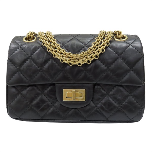 黑色 小牛皮 2.55 Mini 鍊帶 肩背包 金扣 AS0874