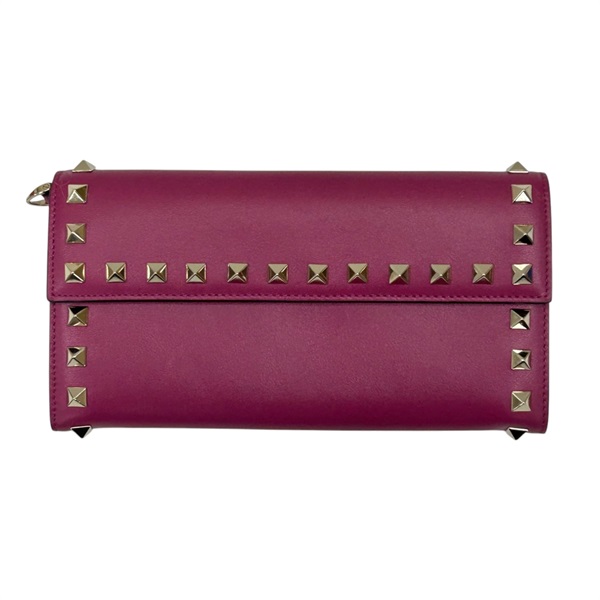 紫色 牛皮 鉚釘 長夾