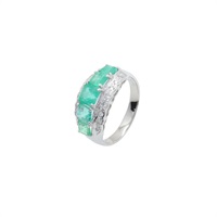 【再降價】PT900鉑金 祖母綠 鑽石 戒指 #52【JEWELRY 無品牌珠寶】 Emerald Ring