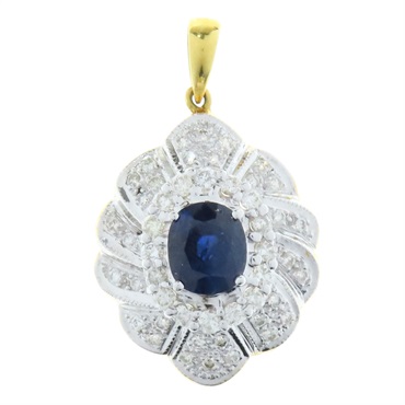 18K 黃金 鑽石 藍寶石 首飾 墜飾 Sapphire Diamond