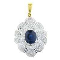 18K 黃金 鑽石 藍寶石 首飾 墜飾 Sapphire Diamond