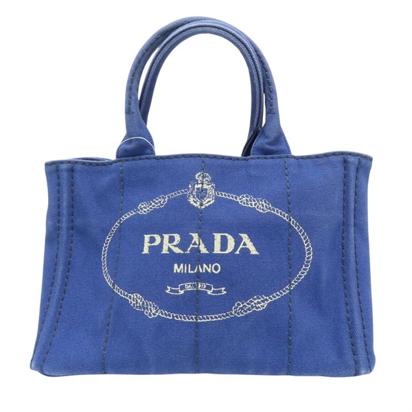 藍色 帆布 手提包 (無背帶)