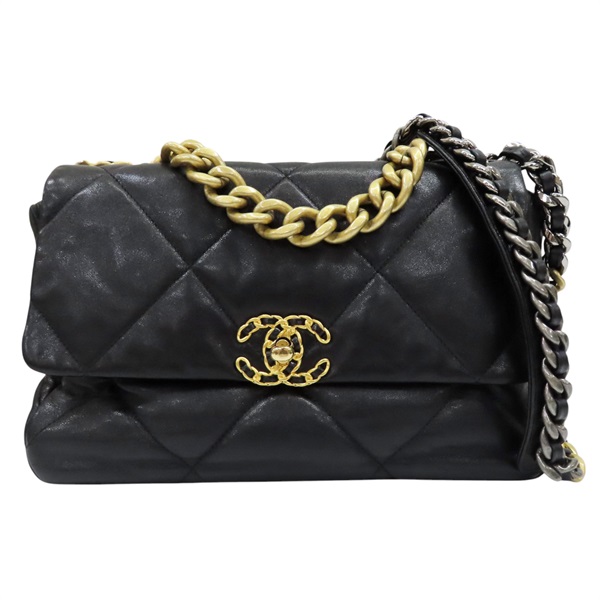 【再降價】黑色 牛皮 CHANEL 19 30CM 鍊帶 肩背包【CHANEL 香奈兒】 AS1161