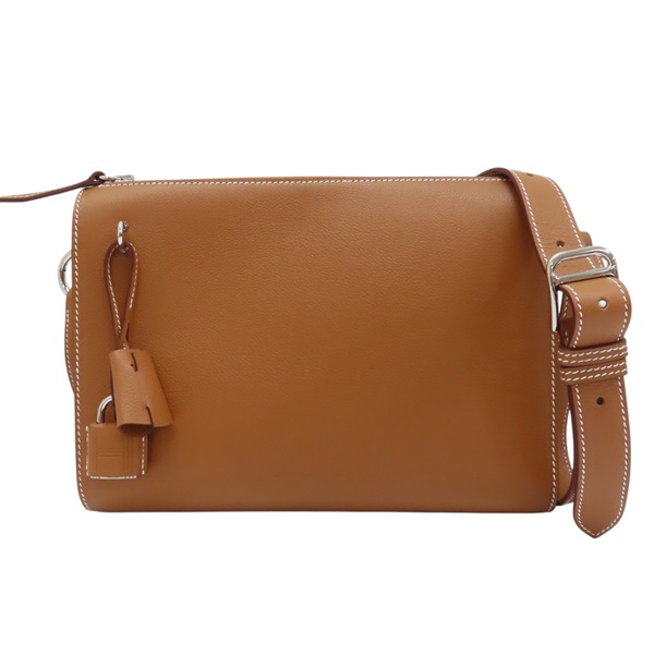 金棕色 Evercolor 牛皮 Bolittle Pouch 肩背包 W刻 銀扣 W TU 003 NI