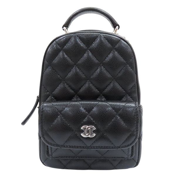 黑色 牛皮 菱格紋 荔枝紋 Mini 後背包 銀扣 AP3753