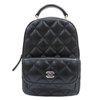 黑色 牛皮 菱格紋 荔枝紋 Mini 後背包 銀扣 AP3753