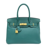 孔雀石綠 Togo牛皮 Birkin 30 柏金包 手提包 T刻 金扣