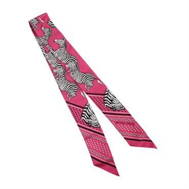 粉紅色 真絲 Les Zebres Bandana Twilly 絲巾