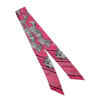 粉紅色 真絲 Les Zebres Bandana Twilly 絲巾