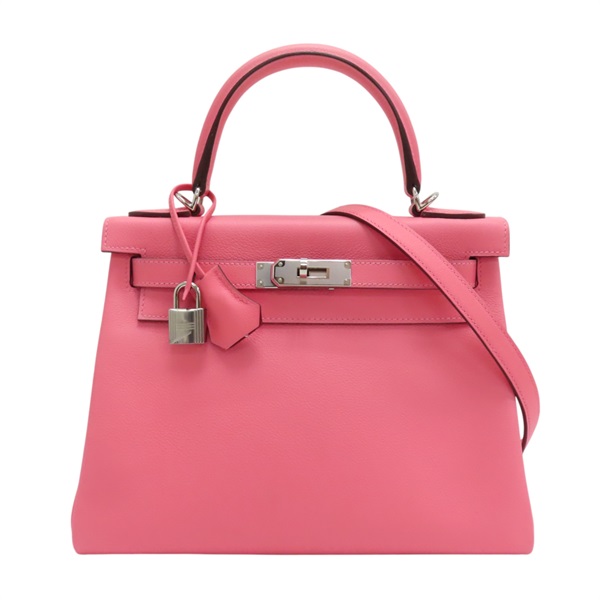 【激安價】夏日粉 Evercolor牛革 Kelly 28 Verso 凱莉 兩用包 Y刻 銀扣【HERMES 愛馬仕】 MM 467 NT