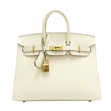 奶油白 Epsom牛革 Birkin 25 柏金包 手提包 金扣