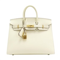 奶油白 Epsom牛革 Birkin 25 柏金包 手提包 金扣