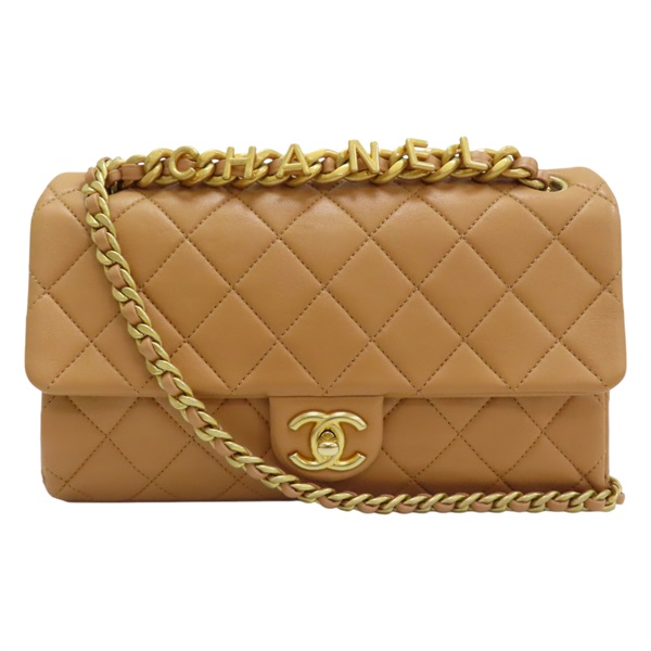 【再降價】棕色 菱格紋 牛皮 鍊帶 肩背包【CHANEL 香奈兒】