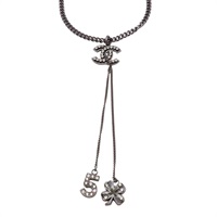 黑色鍍金 雙C NO5 水鑽 項鍊【CHANEL 香奈兒】