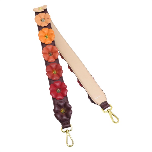 紅紫色 牛皮 花花 Strap You 背帶