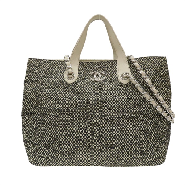 黑色 米色 棉麻編織 鍊帶 兩用包 托特包 無卡