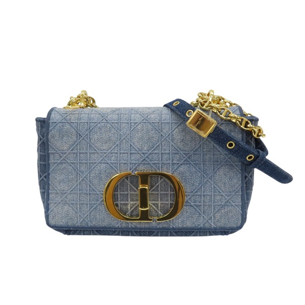 【再降價】藍色 騰格紋丹寧布 Caro 鍊帶肩背包【Dior 迪奧】 #50-MA-1210