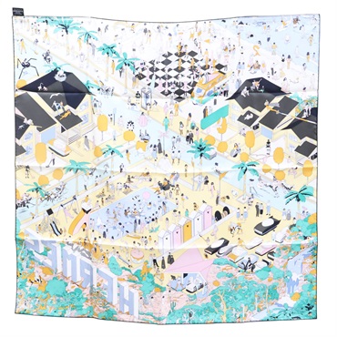 綠色 絲綢 方巾 90*90